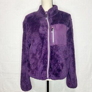 H&M Fuzzy Teddy Full Zip Jacket Girl’s Size 20 Oversized Fleece Purple